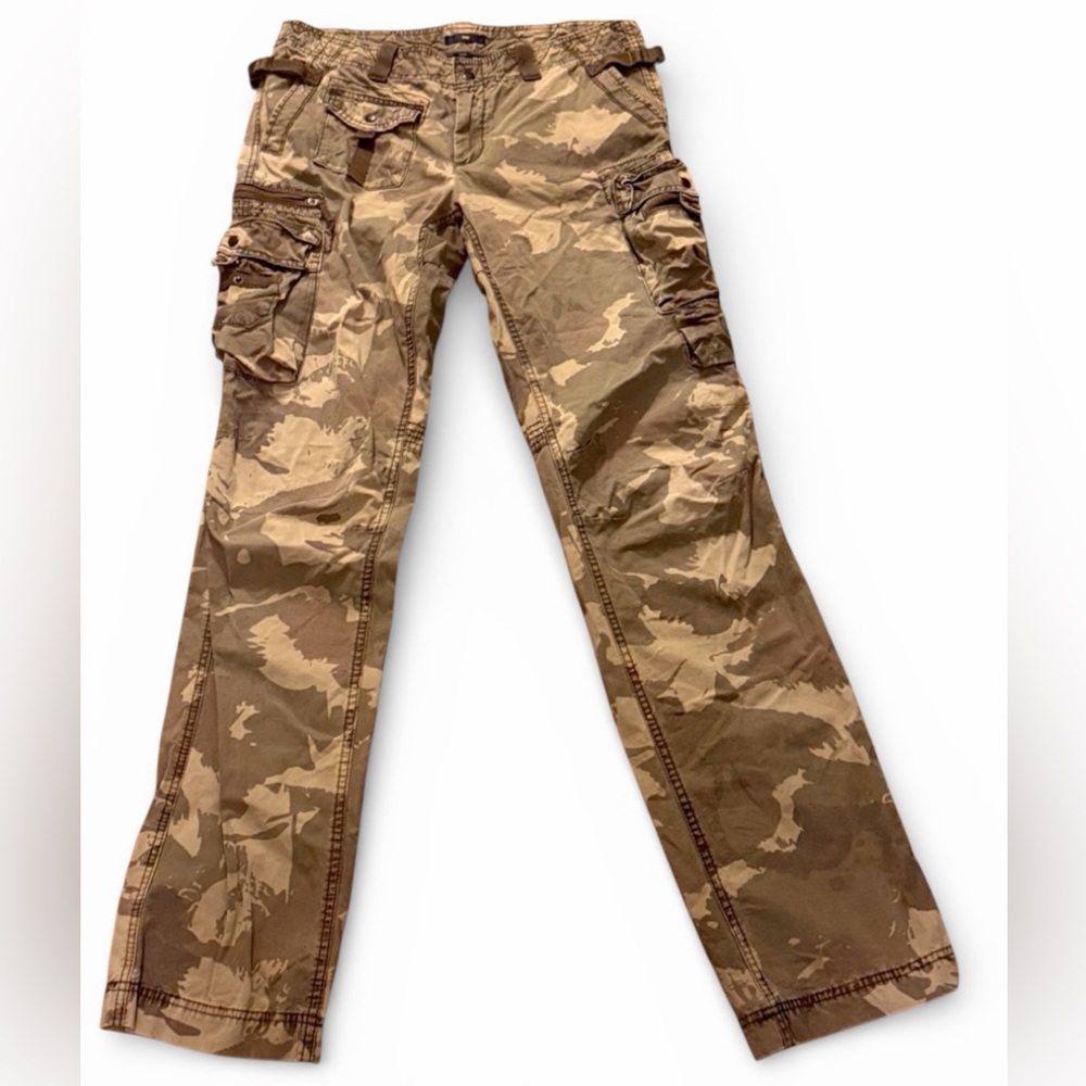 Y2K Camo Cargo Pants Gap Womens 8 Low Rise Bootcut Utility Military 36 Inseam